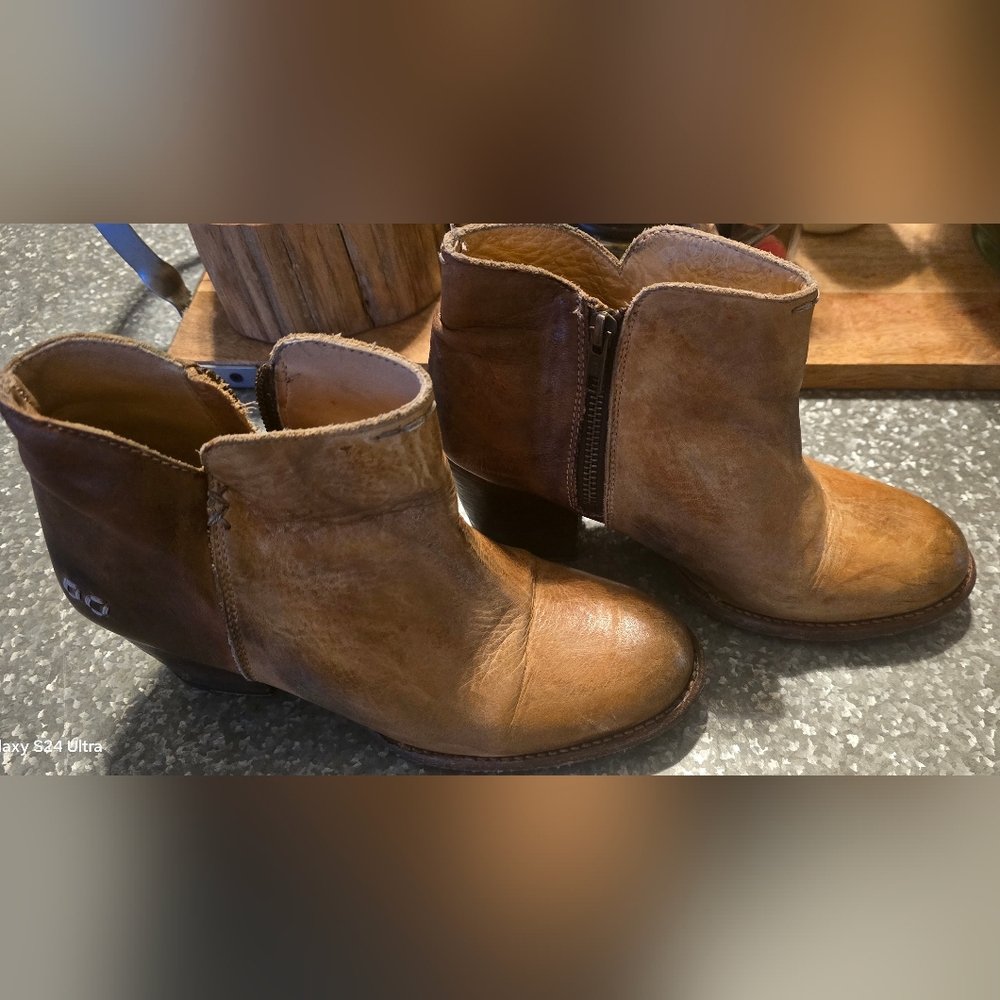 Bed Stu Brown Ankle Booties with Side Zipper